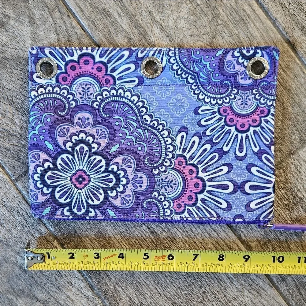 NWOT Vera Bradley Purple 3 Ring Binder Zipper Pouch Bag